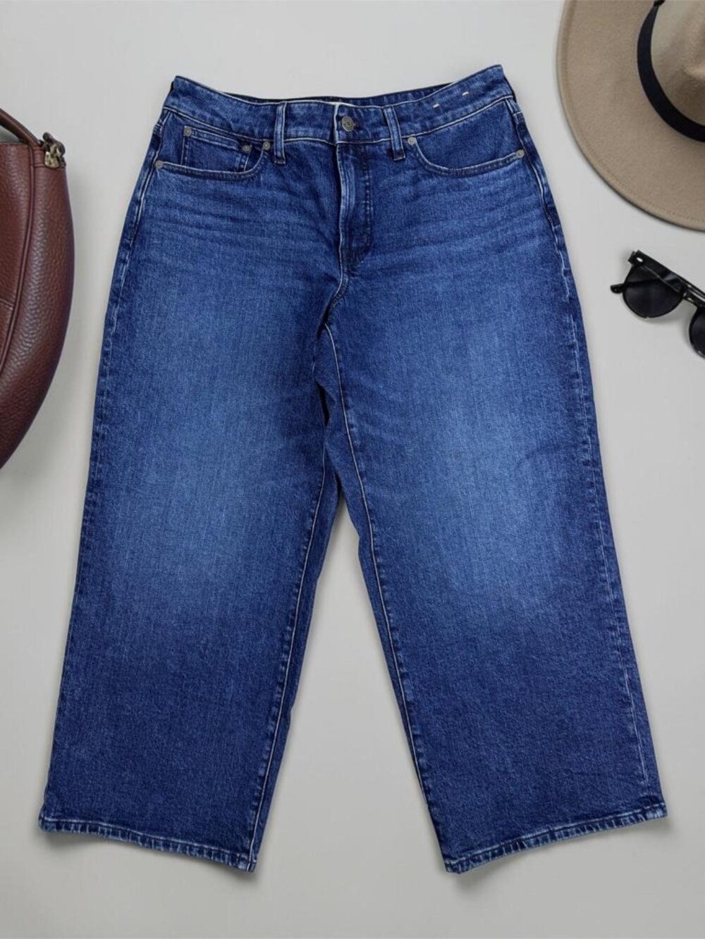 Madewell Curvy Perfect Vintage Wide Leg Jeans Women 31P Blue High Rise Crop